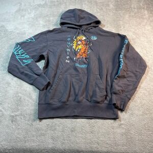 Dragon Ball Z Shirt Men's Medium Gray Goku‎ Super Saiyan Graphic Hoodie Anime